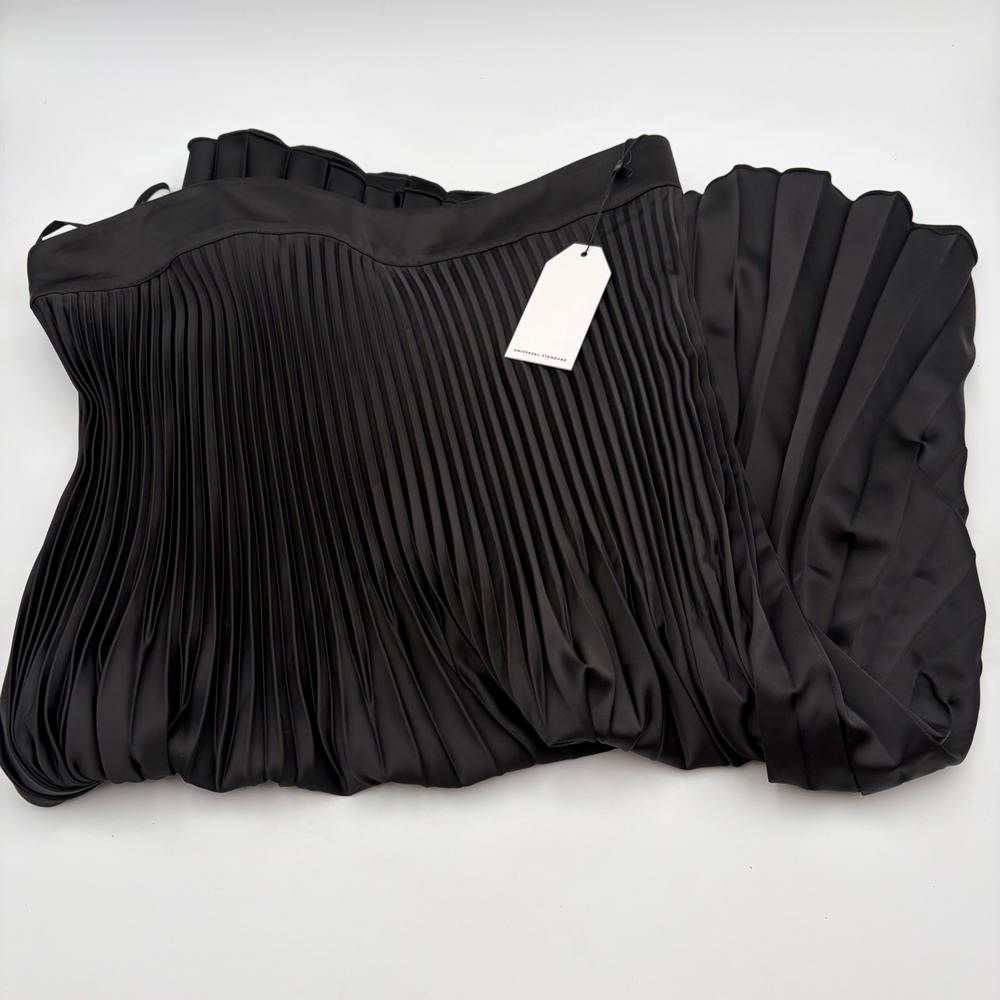 Universal Standard Cybele Pleated Midi Skirt Black 4XL Fits 7XL USSK0449 NEW